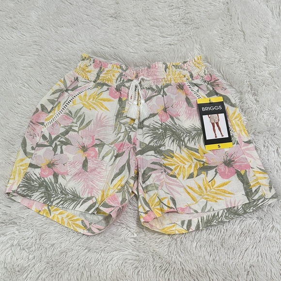 Briggs Linen Blend Pull-On Short PINK STRIPE Women's Sz L-XXL NWT